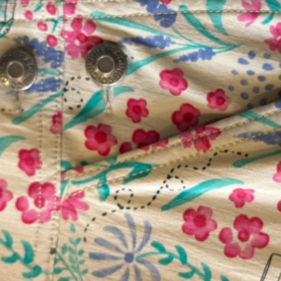 Duluth Trading Co Womens Gray and Pink Floral Patterned Overalls Size Large X 31 - Picture 9 of 16